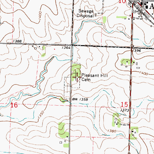 Topographic Map of Pleasant Hill Cemetery, IA