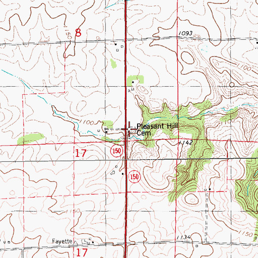 Topographic Map of Pleasant Hill Cemetery, IA