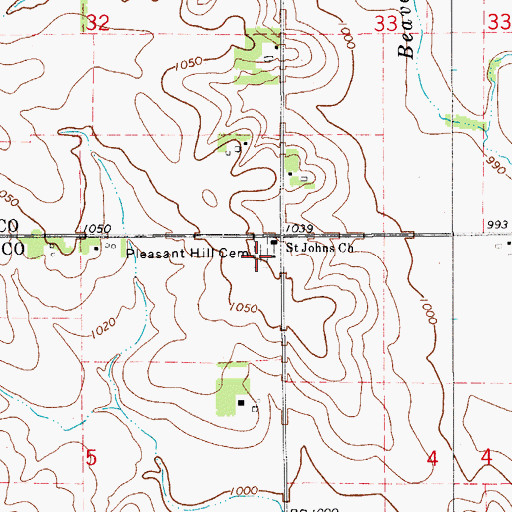Topographic Map of Pleasant Hill Cemetery, IA