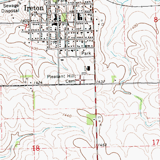 Topographic Map of Pleasant Hill Cemetery, IA