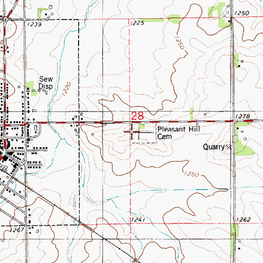 Topographic Map of Pleasant Hill Cemetery, IA