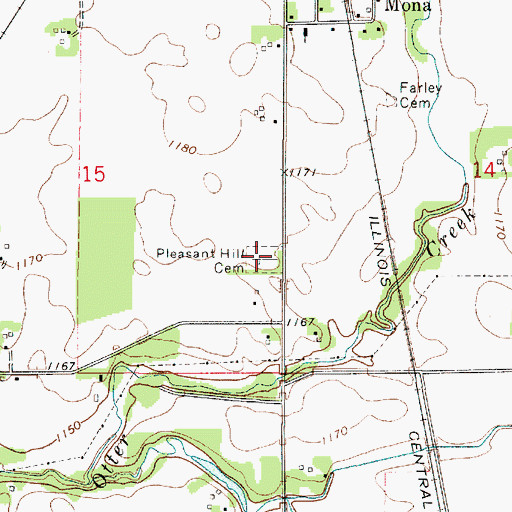 Topographic Map of Pleasant Hill Cemetery, IA