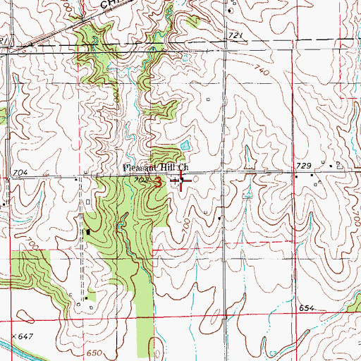 Topographic Map of Pleasant Hill Church, IA