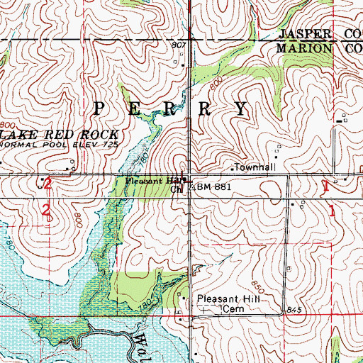 Topographic Map of Pleasant Hill Church, IA