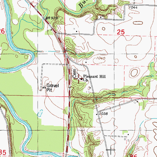 Topographic Map of Pleasant Hill Church, IA