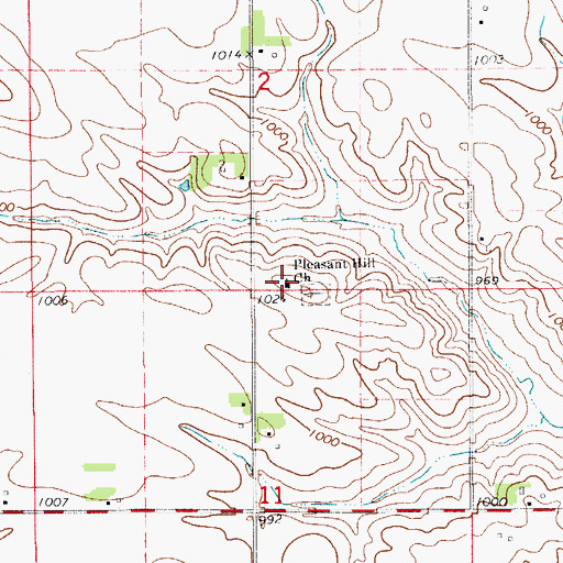 Topographic Map of Pleasant Hill Church, IA