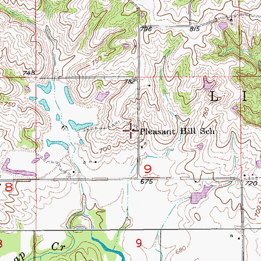 Topographic Map of Pleasant Hill School, IA