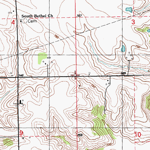 Topographic Map of Pleasant Hill School, IA