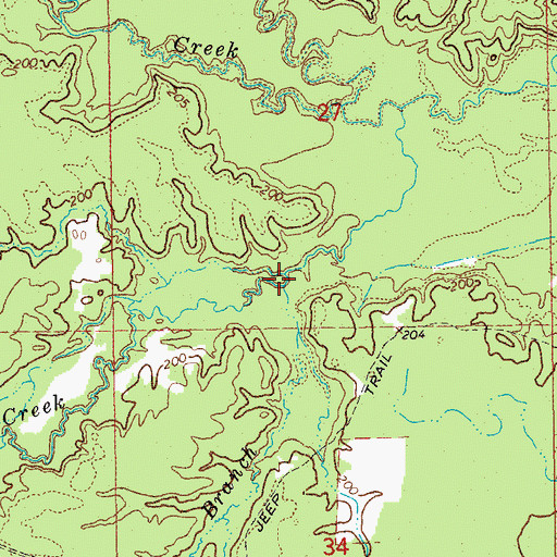 Topographic Map of Baker Branch, AR