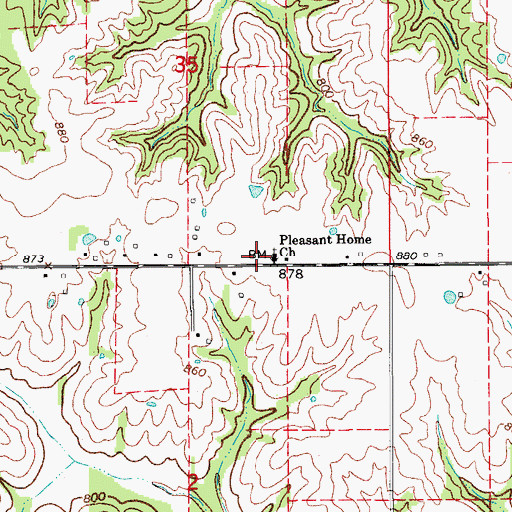 Topographic Map of Pleasant Home Church, IA