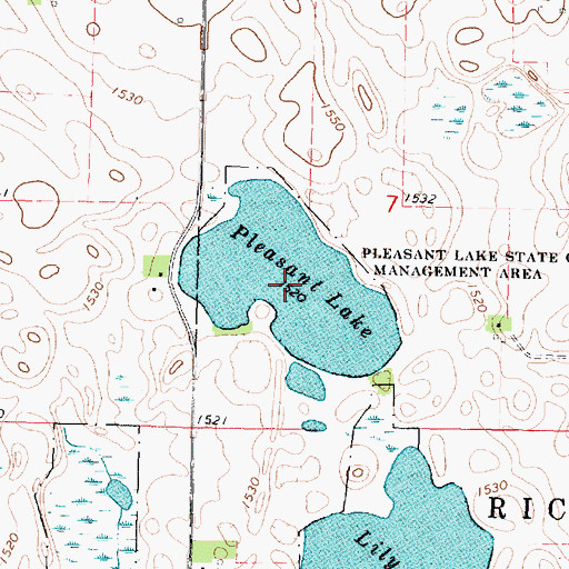 Topographic Map of Pleasant Lake, IA