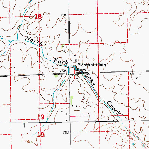 Topographic Map of Pleasant Plain Cemetery, IA