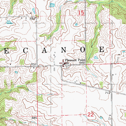 Topographic Map of Pleasant Point Church, IA