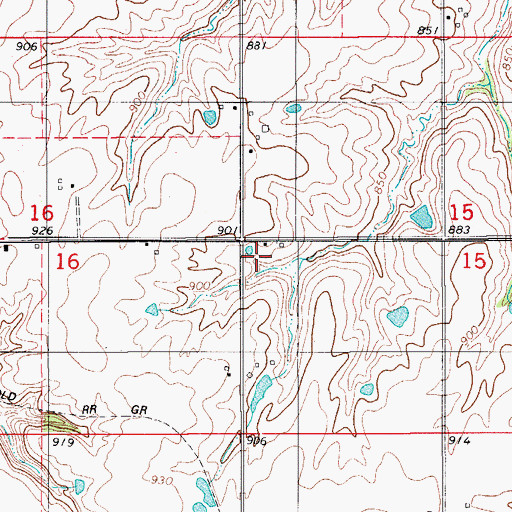 Topographic Map of Pleasant Point School, IA