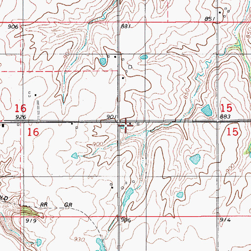 Topographic Map of Pleasant Point School, IA
