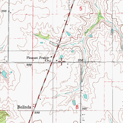 Topographic Map of Pleasant Prairie School, IA