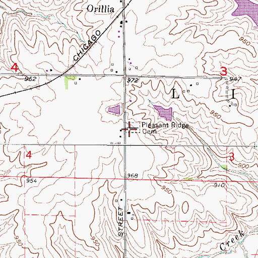 Topographic Map of Pleasant Ridge Cemetery, IA