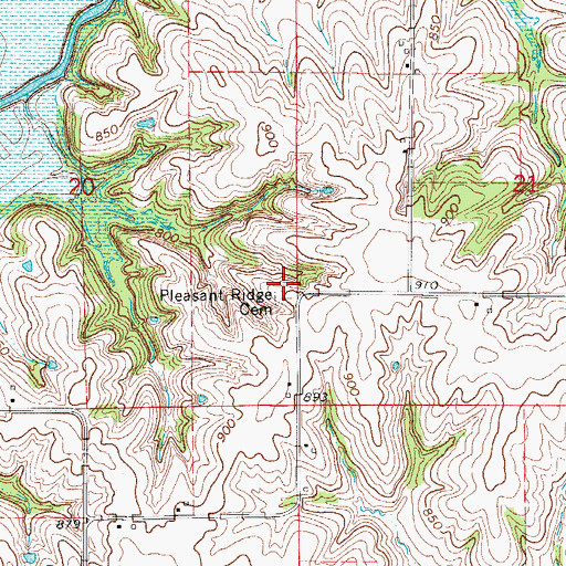 Topographic Map of Pleasant Ridge Cemetery, IA