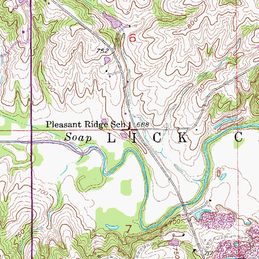 Topographic Map of Pleasant Ridge School, IA
