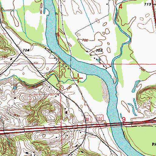 Topographic Map of Pleasant Run, IA