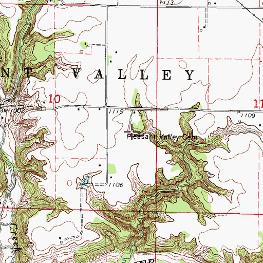 Topographic Map of Pleasant Valley Cemetery, IA