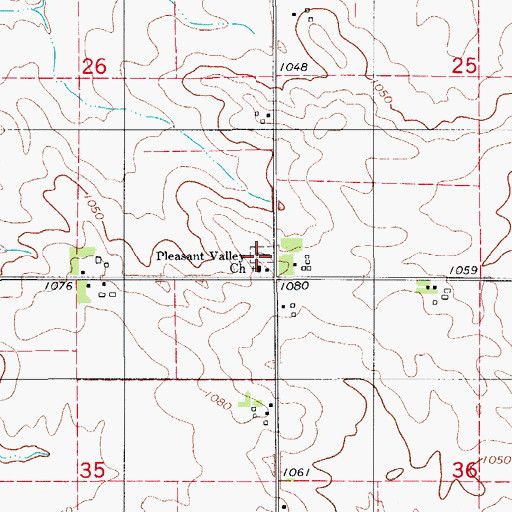 Topographic Map of Pleasant Valley Reformed Cemetery, IA