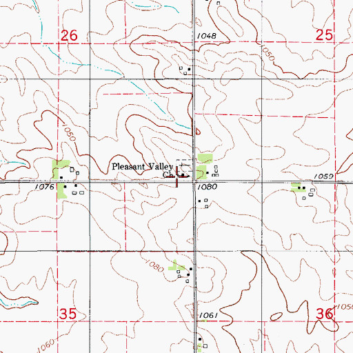 Topographic Map of Pleasant Valley Reformed Church, IA