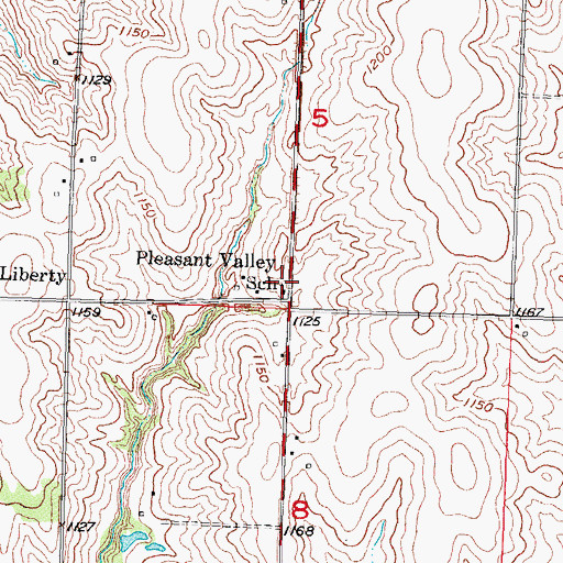 Topographic Map of Pleasant Valley School, IA