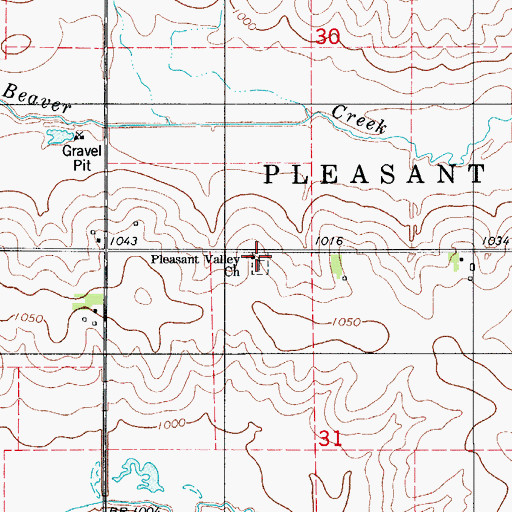 Topographic Map of Pleasant Valley U M C Church, IA