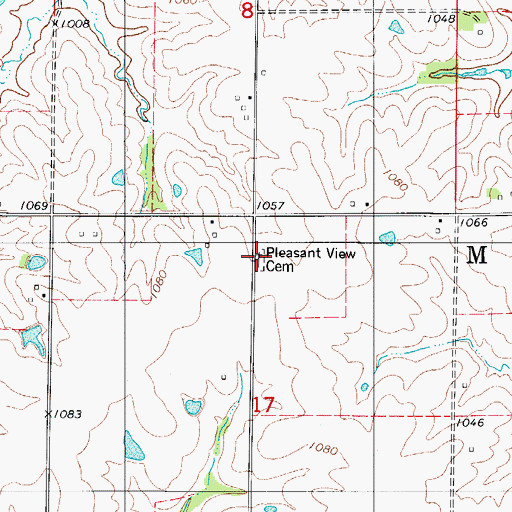 Topographic Map of Pleasant View Cemetery, IA