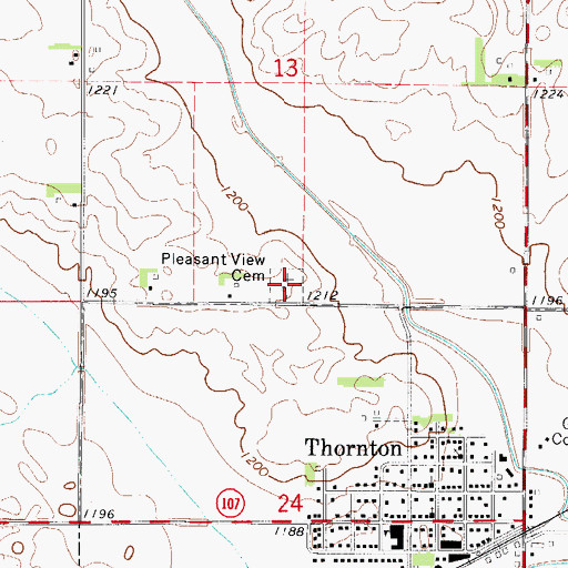 Topographic Map of Pleasant View Cemetery, IA