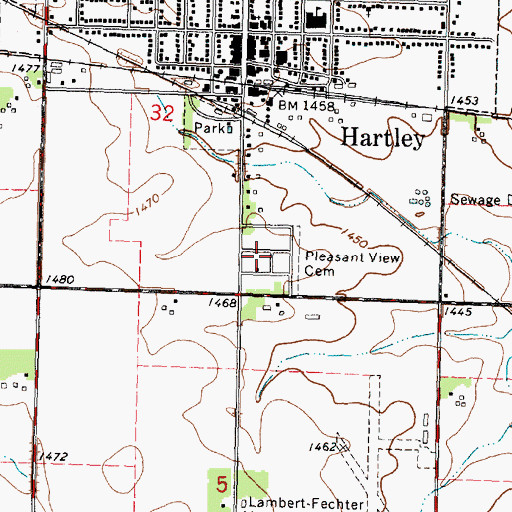 Topographic Map of Pleasant View Cemetery, IA