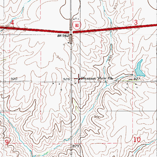 Topographic Map of Pleasant View Church, IA