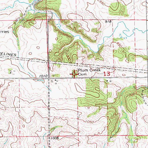Topographic Map of Plum Creek Cemetery, IA