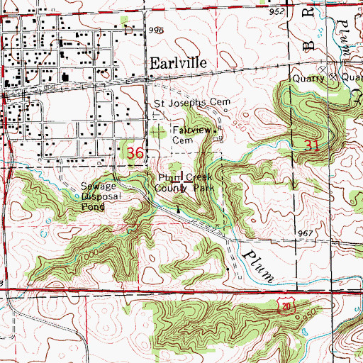 Topographic Map of Plum Creek County Park, IA