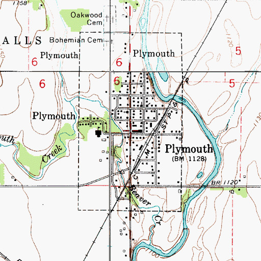 Topographic Map of Plymouth, IA