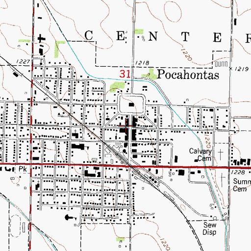 Topographic Map of Pocahontas, IA