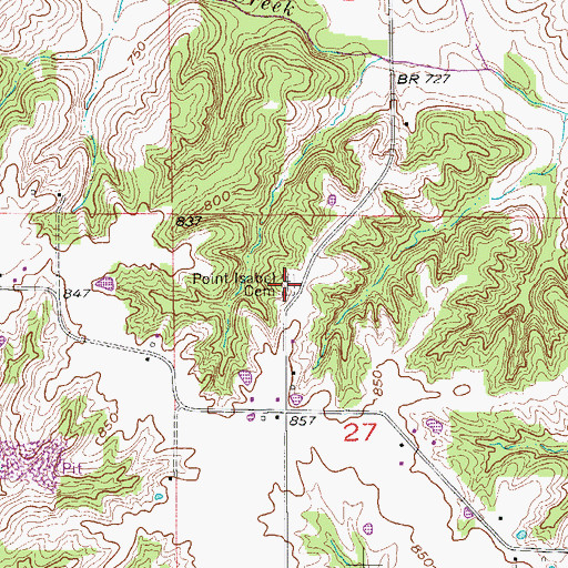Topographic Map of Point Isabel Cemetery, IA