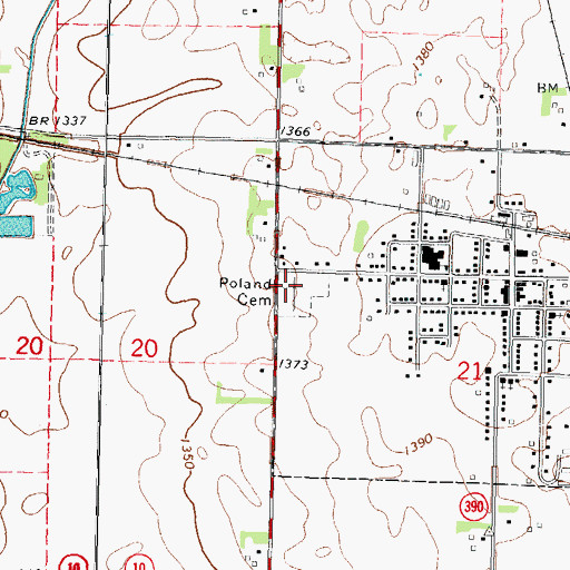 Topographic Map of Poland Cemetery, IA