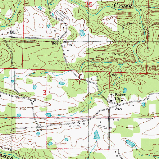 Topographic Map of Baker Church, AR