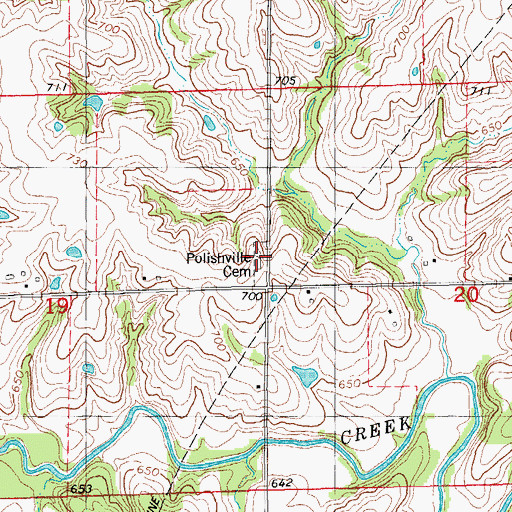 Topographic Map of Polishville Cemetery, IA