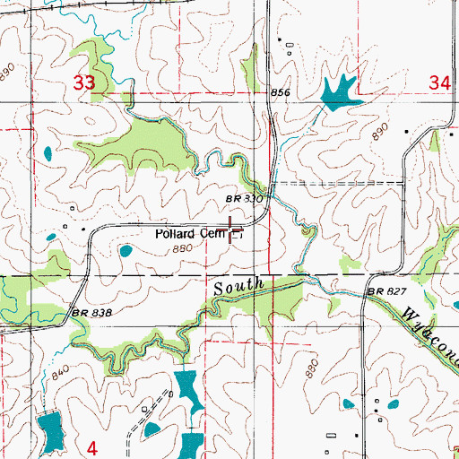 Topographic Map of Pollard Cemetery, IA