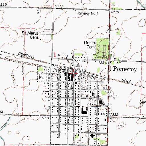 Topographic Map of Pomeroy, IA