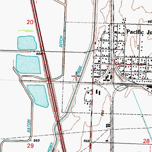 Topographic Map of Pony Creek Ditch, IA