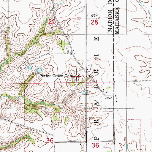 Topographic Map of Porter Grove Cemetery, IA