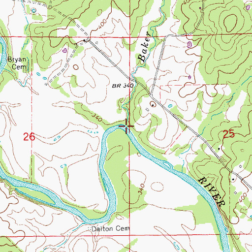 Topographic Map of Baker Den Creek, AR