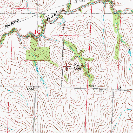 Topographic Map of Posley Cemetery, IA