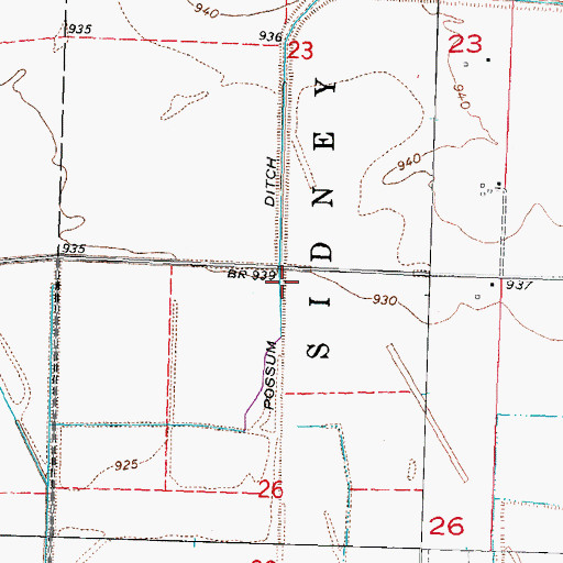 Topographic Map of Possum Ditch, IA