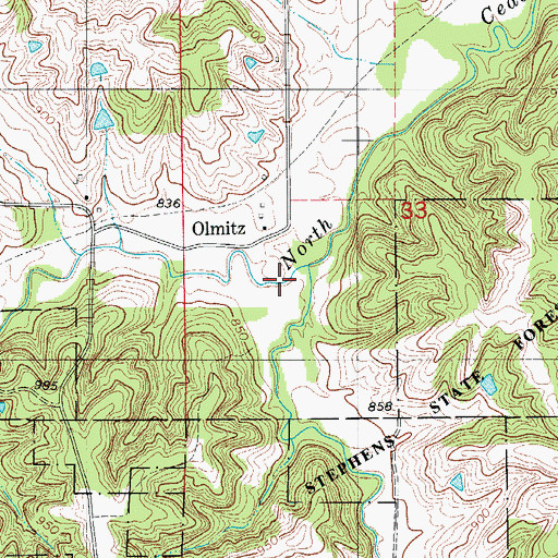 Topographic Map of Possum Hollow, IA