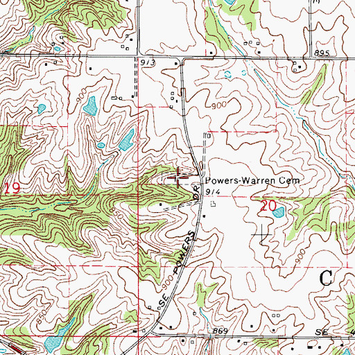 Topographic Map of Powers - Warren Cemetery, IA